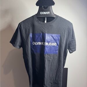 Calvin Klein Jeans Dark Gray Tee with Blue Logo